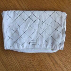Chanel White Karl Lagerfeld Sketch Quilted Dust Bag Small Pouch 13x9